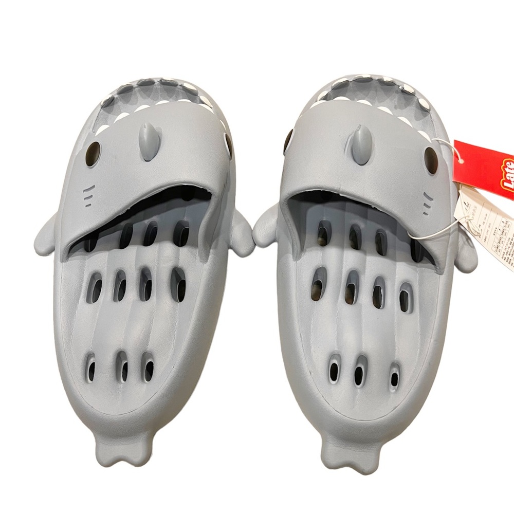 Shark Slides / Shower Shoes with Drain Holes! Size 38-39 - Dorm Life Ready!